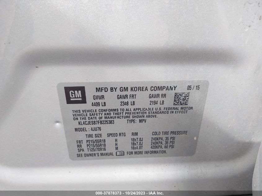 2015 BUICK ENCORE - KL4CJESB7FB225383