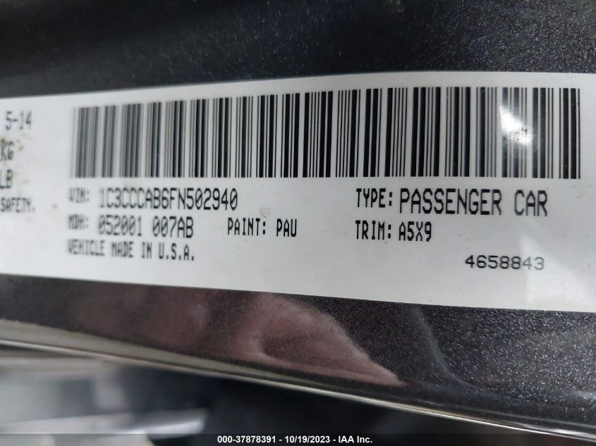 2015 CHRYSLER 200 LIMITED - 1C3CCCAB6FN502940