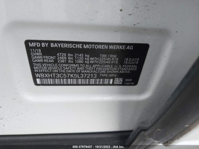 2019 BMW X1 XDRIVE28I - WBXHT3C57K5L37213