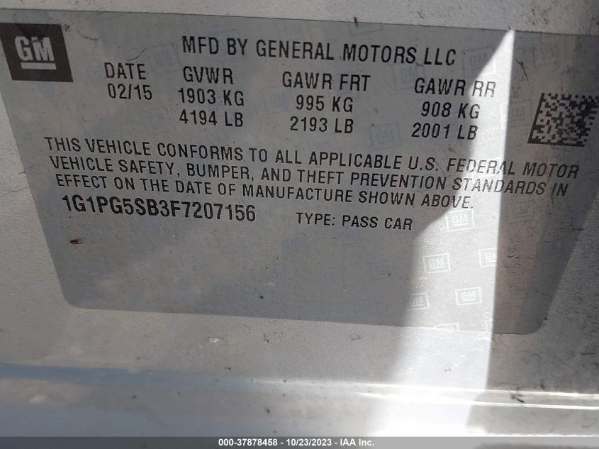 2015 CHEVROLET CRUZE LTZ - 1G1PG5SB3F7207156