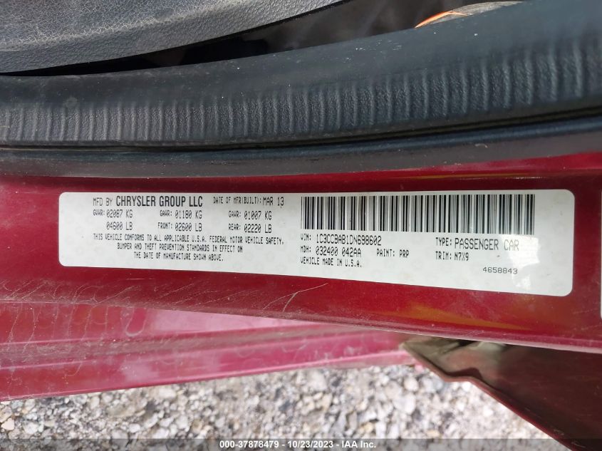 2013 CHRYSLER 200 LX - 1C3CCBAB1DN698602