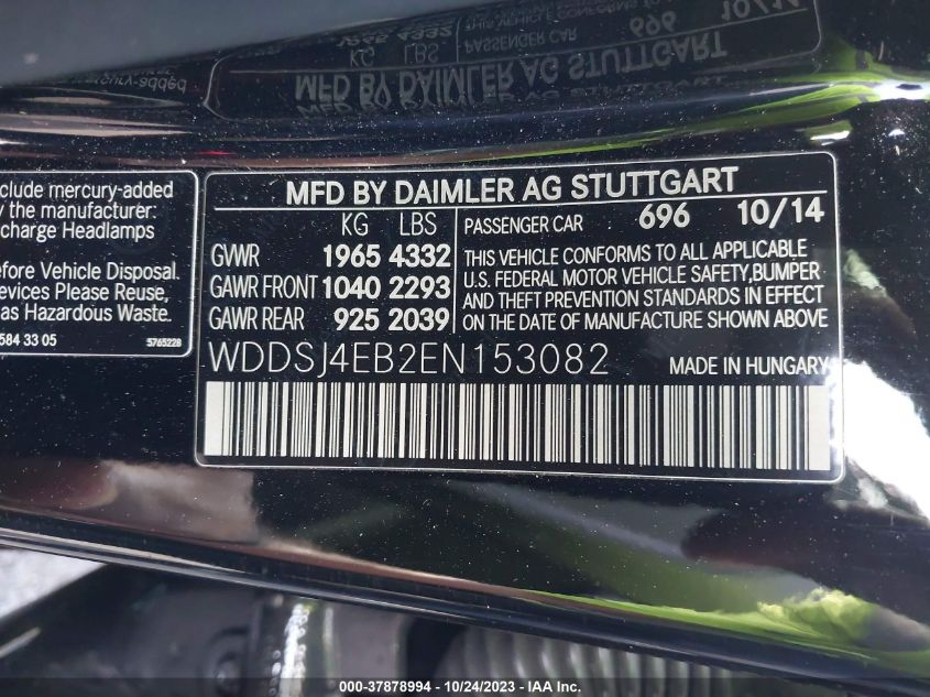2014 MERCEDES-BENZ CLA-CLASS CLA 250 - WDDSJ4EB2EN153082