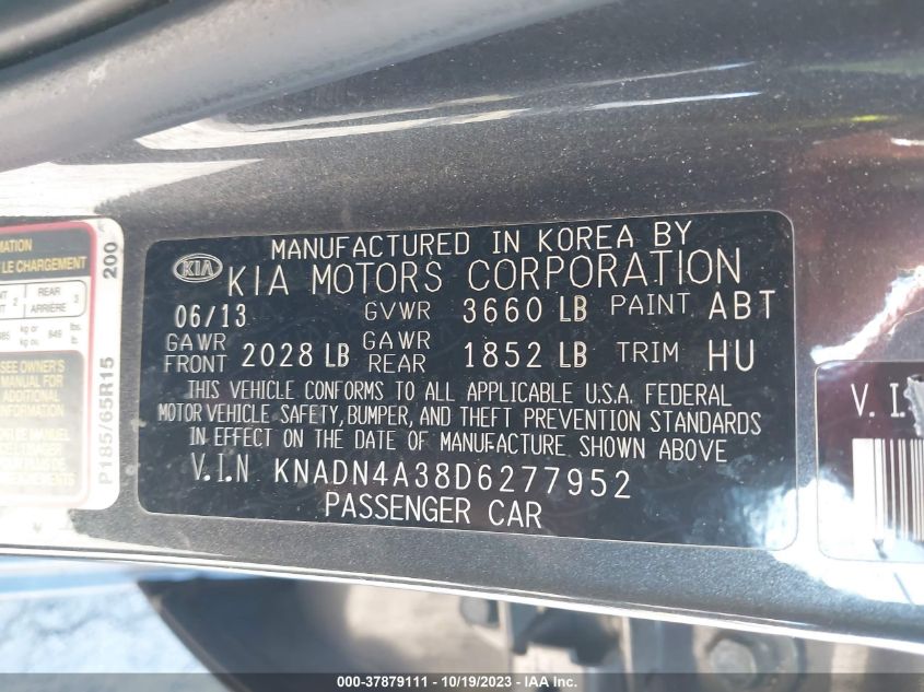 2013 KIA RIO EX - KNADN4A38D6277952