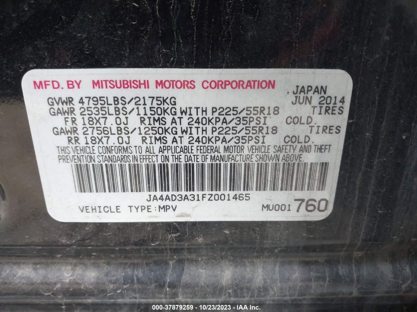 2015 MITSUBISHI OUTLANDER SE - JA4AD3A31FZ001465