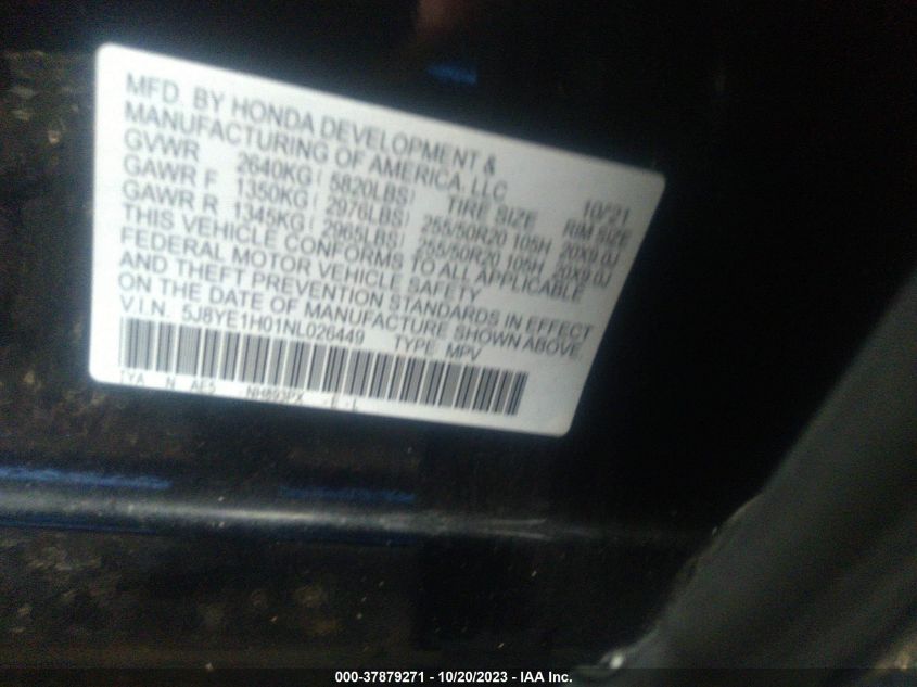 2022 ACURA MDX A-SPEC - 5J8YE1H01NL026449