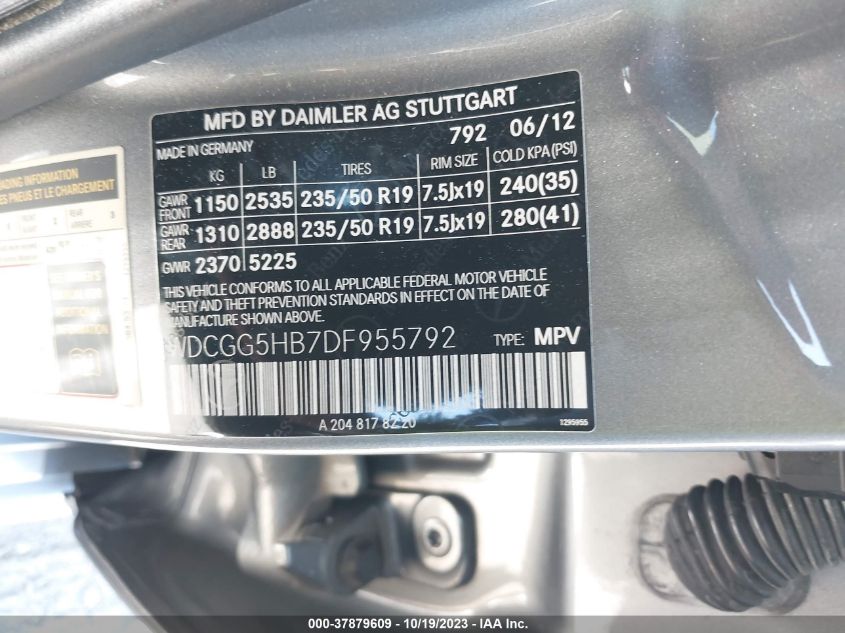 2013 MERCEDES-BENZ GLK-CLASS GLK 350 WDCGG5HB7DF955792