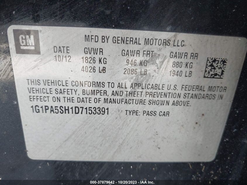 2013 CHEVROLET CRUZE LS - 1G1PA5SH1D7153391