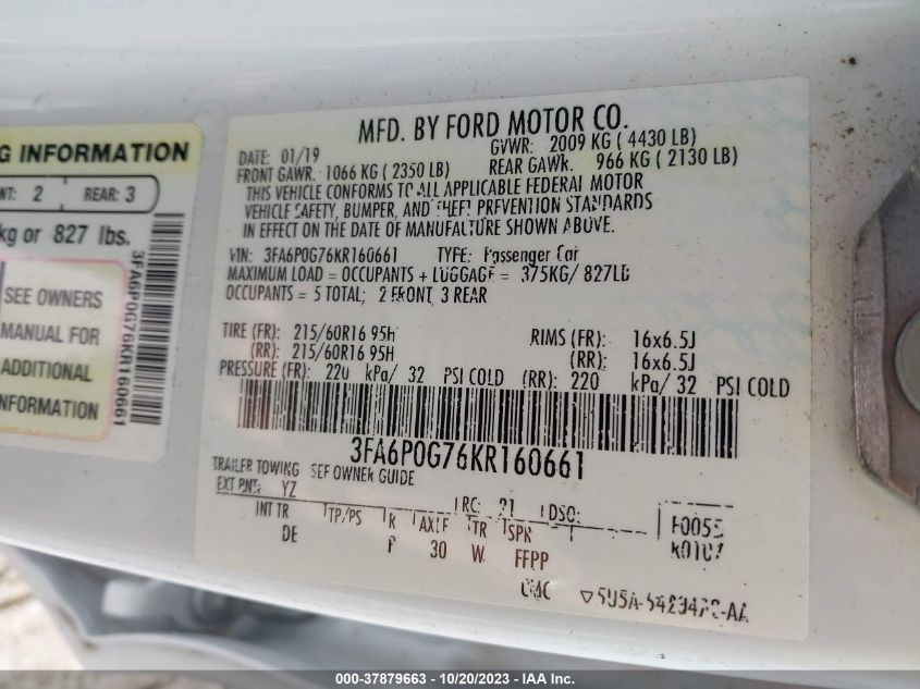 2016 FORD FUSION SE - 3FA6P0H91GR197396