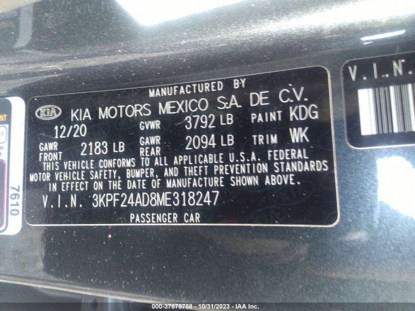 2021 KIA FORTE LXS - 3KPF24AD8ME318247