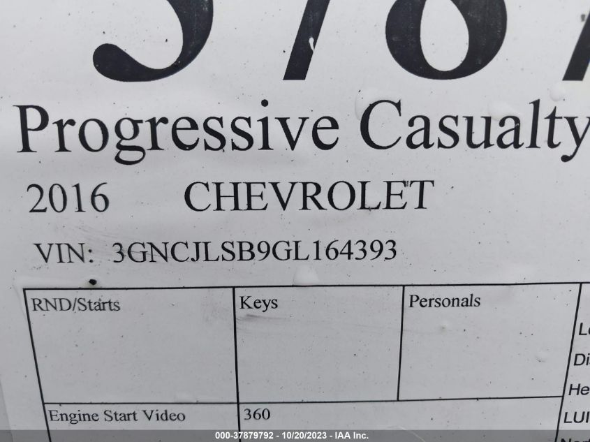 2016 CHEVROLET TRAX 1LT - 3GNCJLSB9GL164393