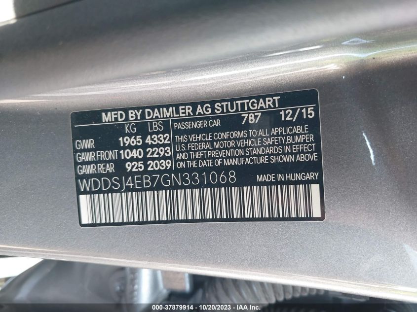 2016 MERCEDES-BENZ CLA CLA 250 WDDSJ4EB7GN331068