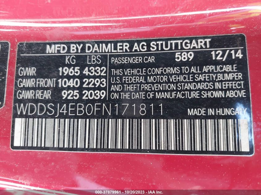 2015 MERCEDES-BENZ CLA-CLASS CLA 250 - WDDSJ4EB0FN171811