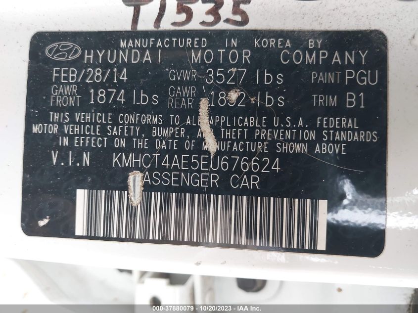 2014 HYUNDAI ACCENT GLS - KMHCT4AE5EU676624