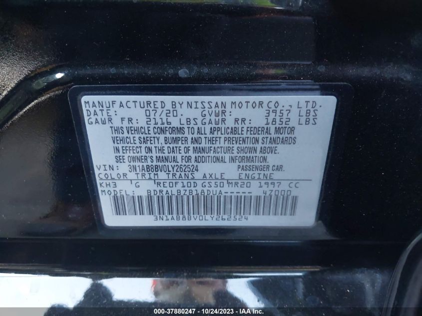 2020 NISSAN SENTRA S - 3N1AB8BV0LY262524