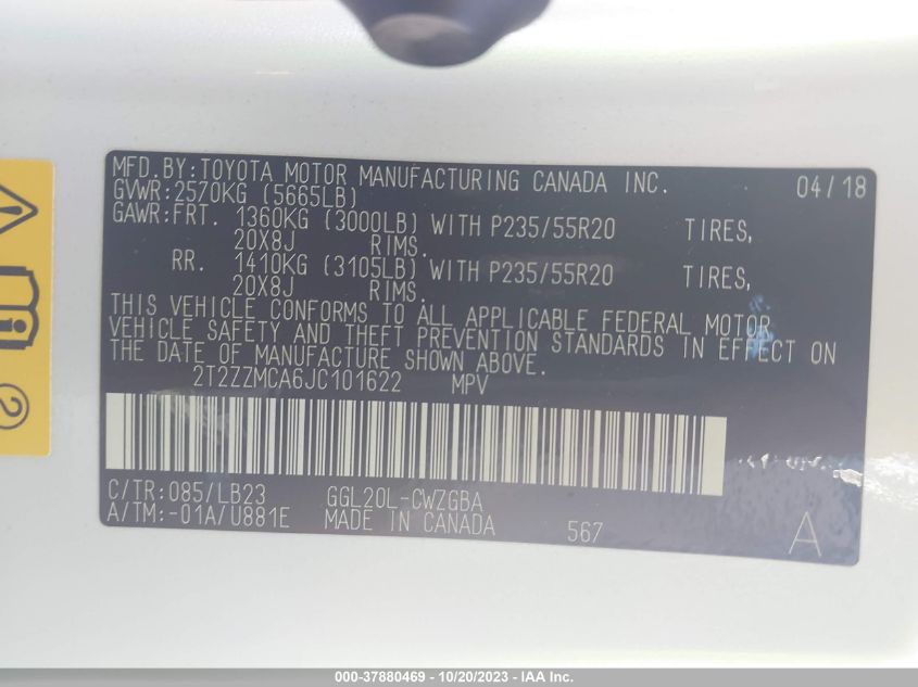 2018 LEXUS RX 350 - 2T2ZZMCA6JC101622