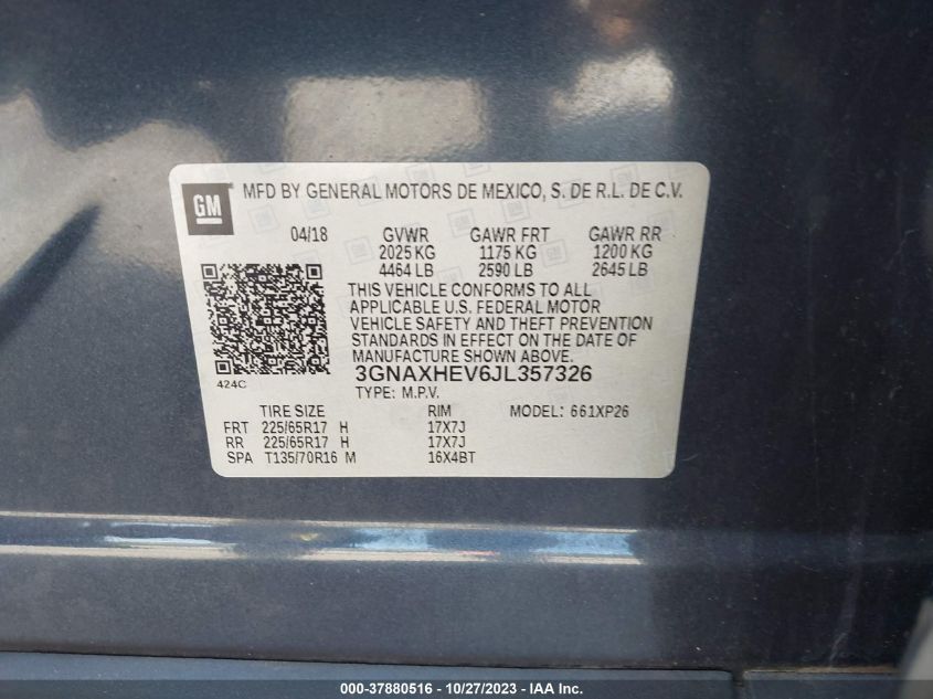 2018 CHEVROLET EQUINOX LS - 3GNAXHEV6JL357326