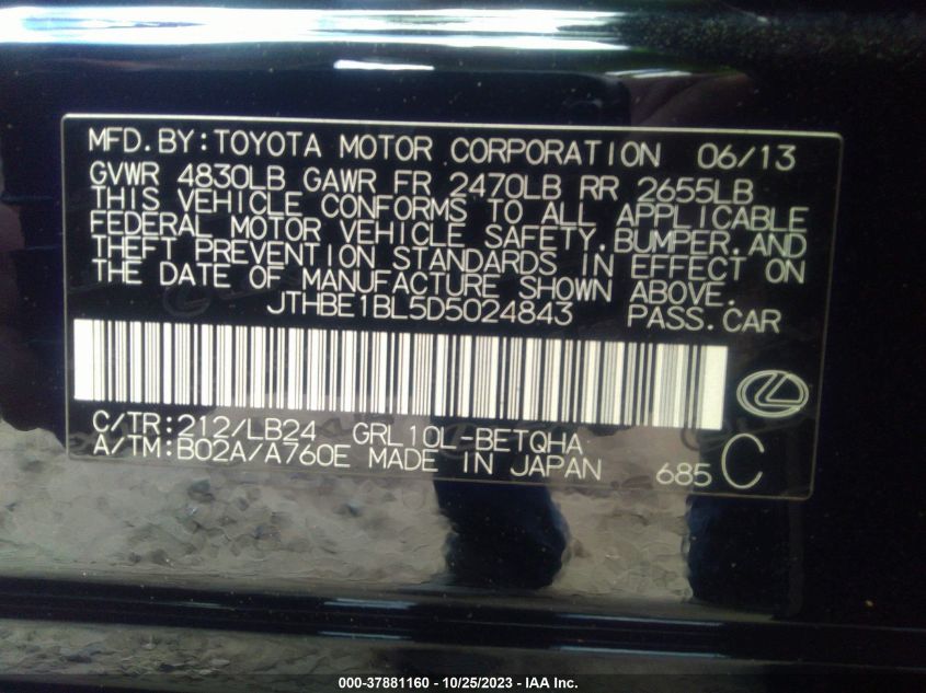 2013 LEXUS GS 350 - JTHBE1BL5D5024843