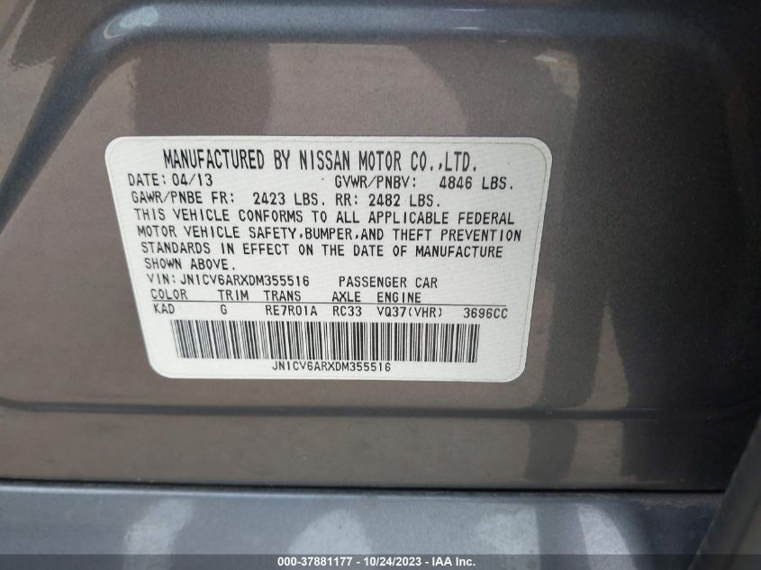 2013 INFINITI G37 SEDAN X - JN1CV6ARXDM355516