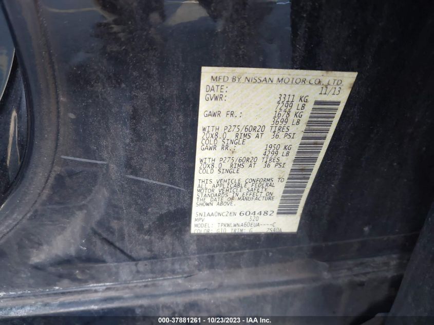 2014 NISSAN ARMADA PLATINUM - 5N1AA0NC2EN604482