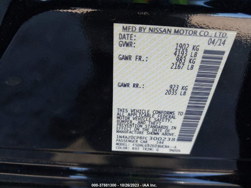 2015 NISSAN LEAF SL - 1N4AZ0CP8FC300238