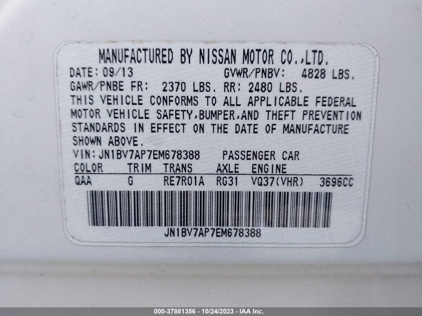 2014 INFINITI Q50 - JN1BV7AP7EM678388