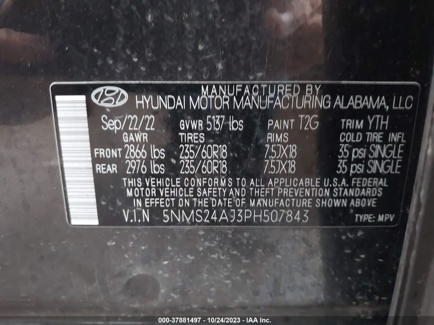 2023 HYUNDAI SANTA FE SEL - 5NMS24AJ3PH507843