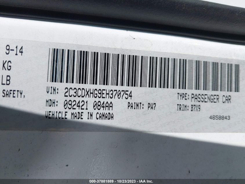 2014 DODGE CHARGER SXT - 2C3CDXHG9EH370754