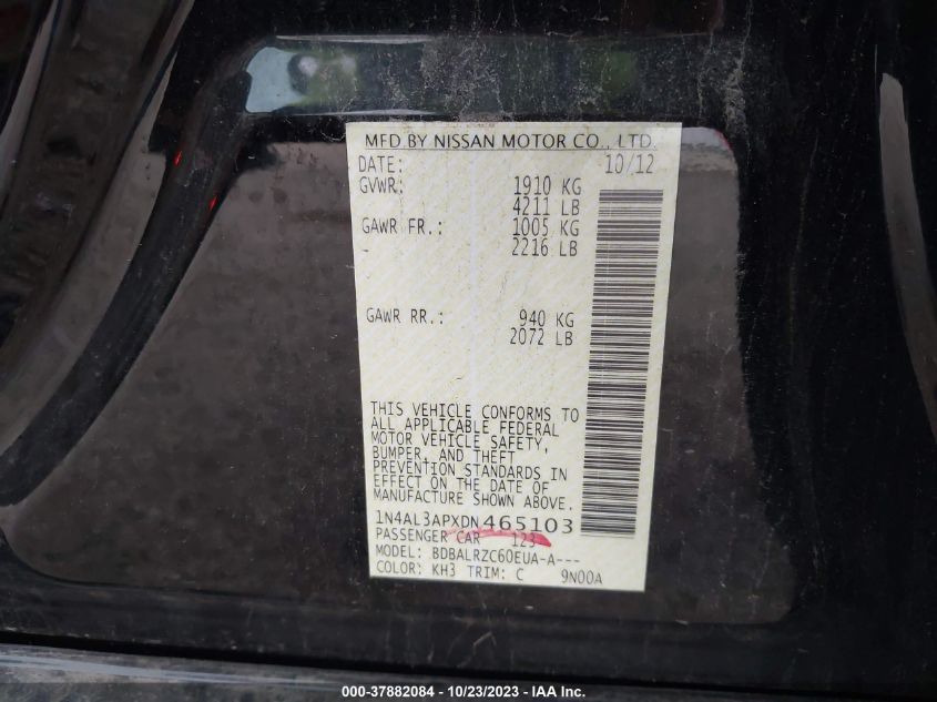 2013 NISSAN ALTIMA 2.5/S/SV/SL - 1N4AL3APXDN465103