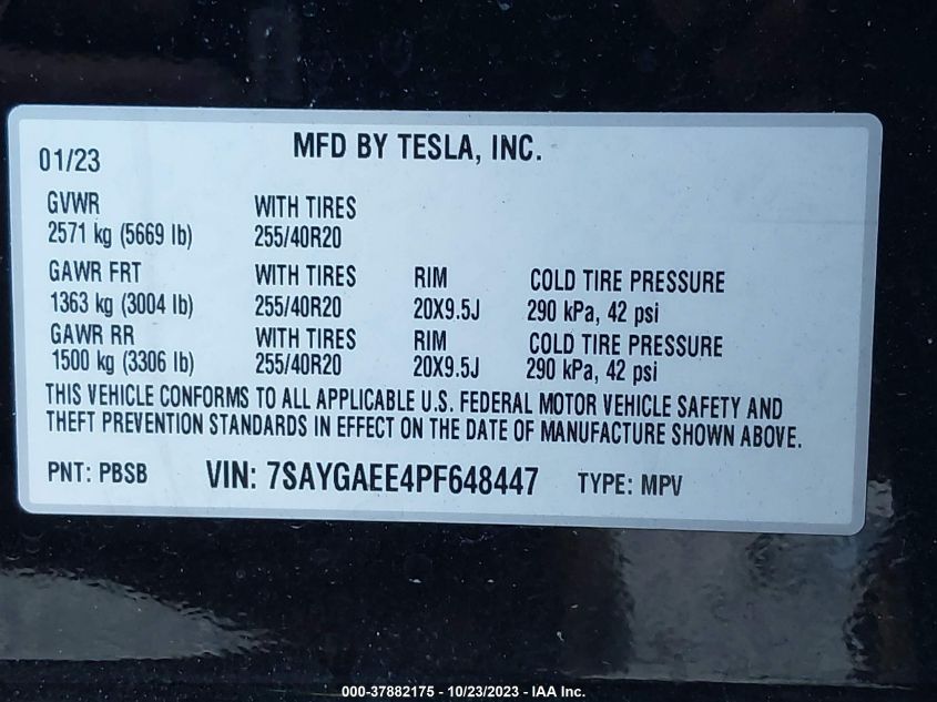 2023 TESLA MODEL Y - 7SAYGAEE4PF648447