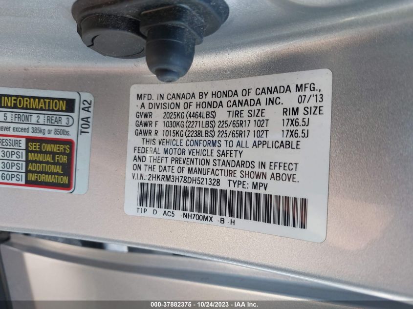 2013 HONDA CR-V EX-L - 2HKRM3H78DH521328