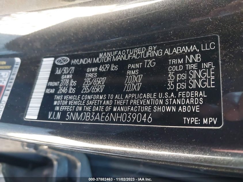 2022 HYUNDAI TUCSON SEL - 5NMJB3AE6NH039046