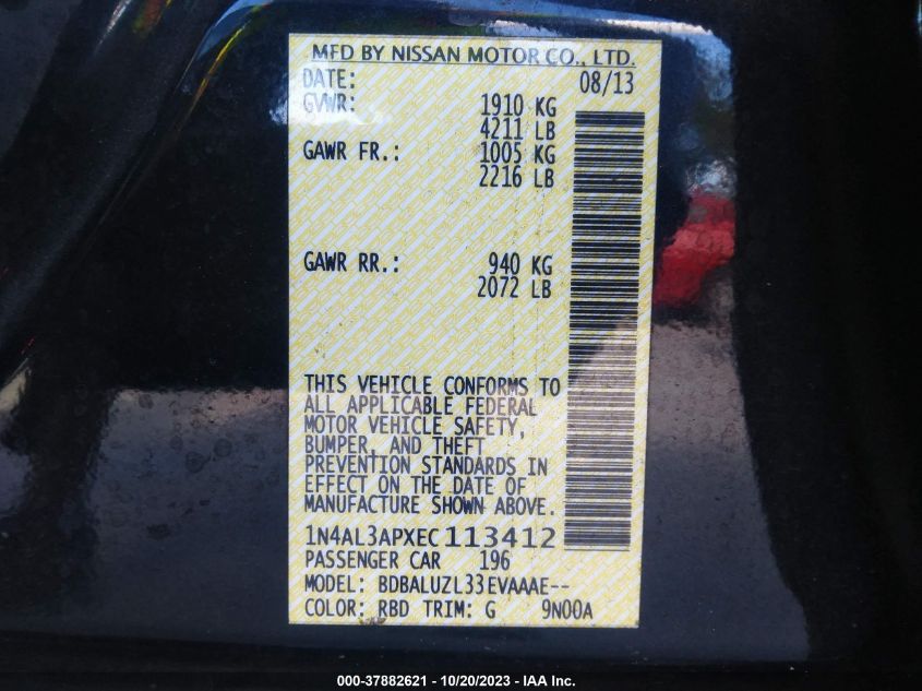 2014 NISSAN ALTIMA 2.5 SV - 1N4AL3APXEC113412