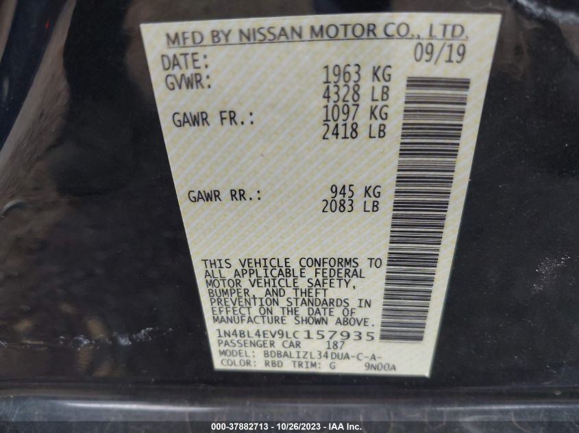 2020 NISSAN ALTIMA 2.5 SL - 1N4BL4EV9LC157935