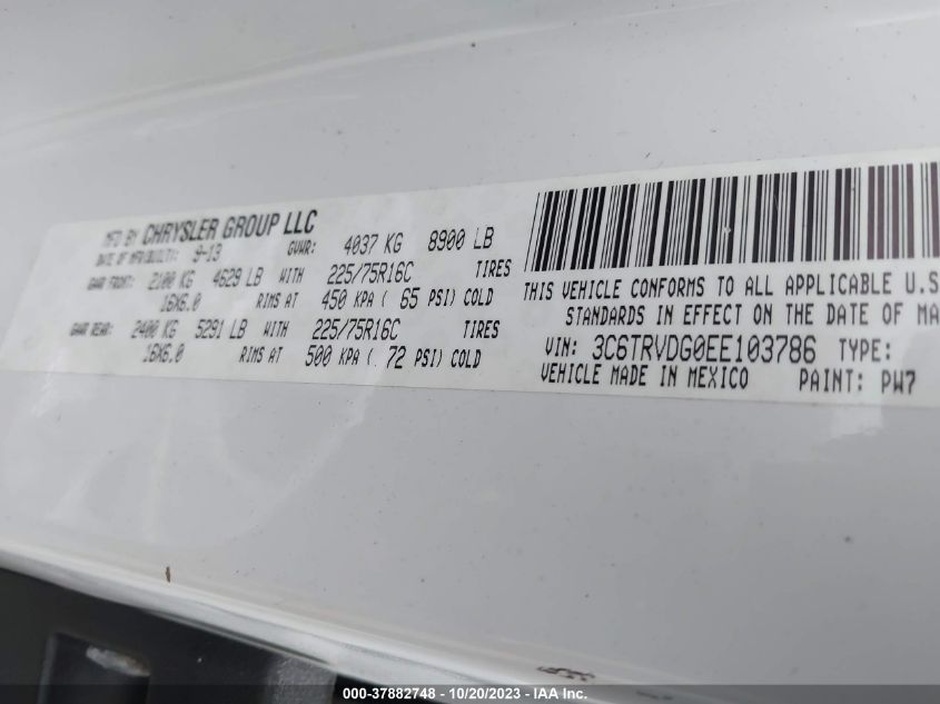 2014 RAM PROMASTER 3C6TRVDG0EE103786