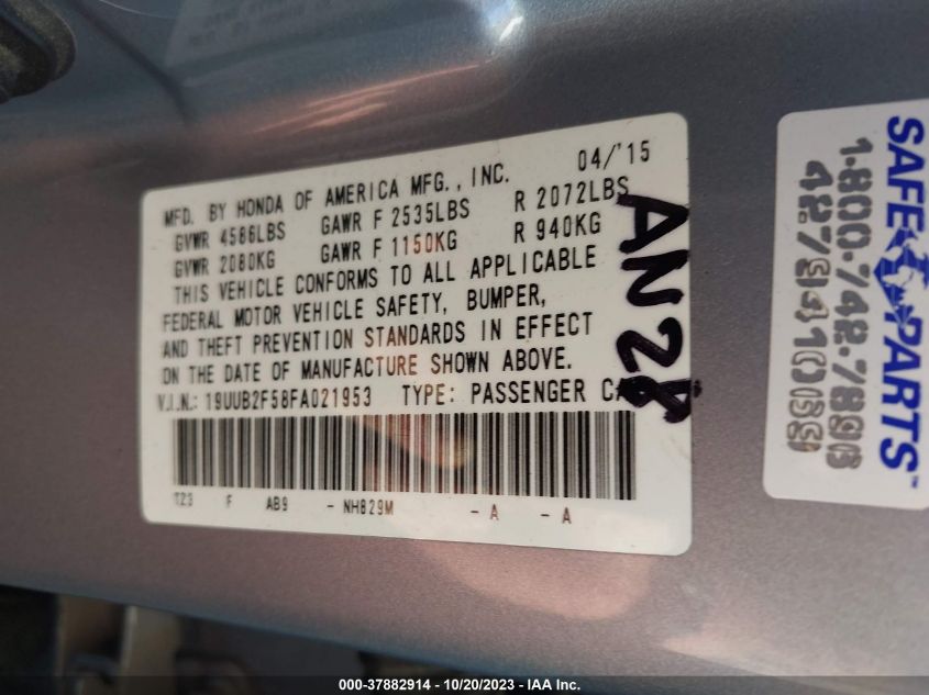 2015 ACURA TLX V6 TECH - 19UUB2F58FA021953
