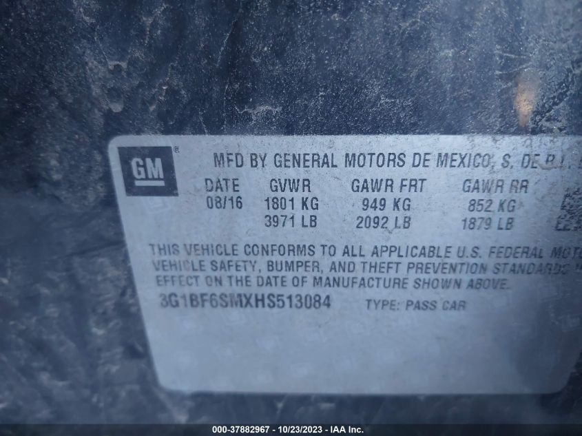 2017 CHEVROLET CRUZE PREMIER - 3G1BF6SMXHS513084