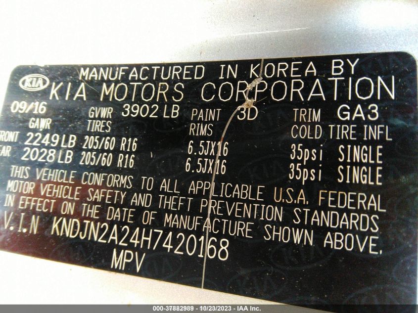 2017 KIA SOUL BASE - KNDJN2A24H7420168