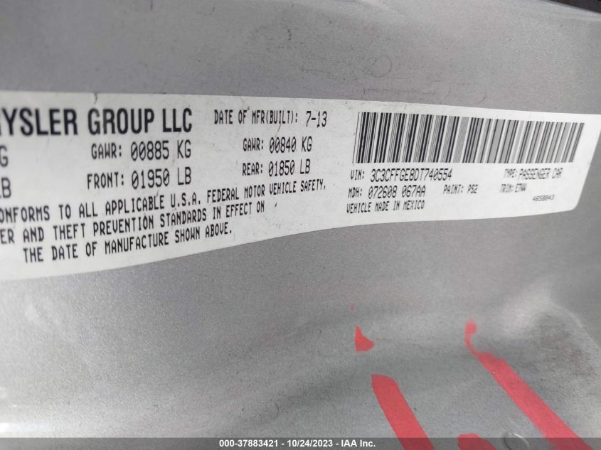 2013 FIAT 500E BATTERY ELECTRIC - 3C3CFFGE8DT740554