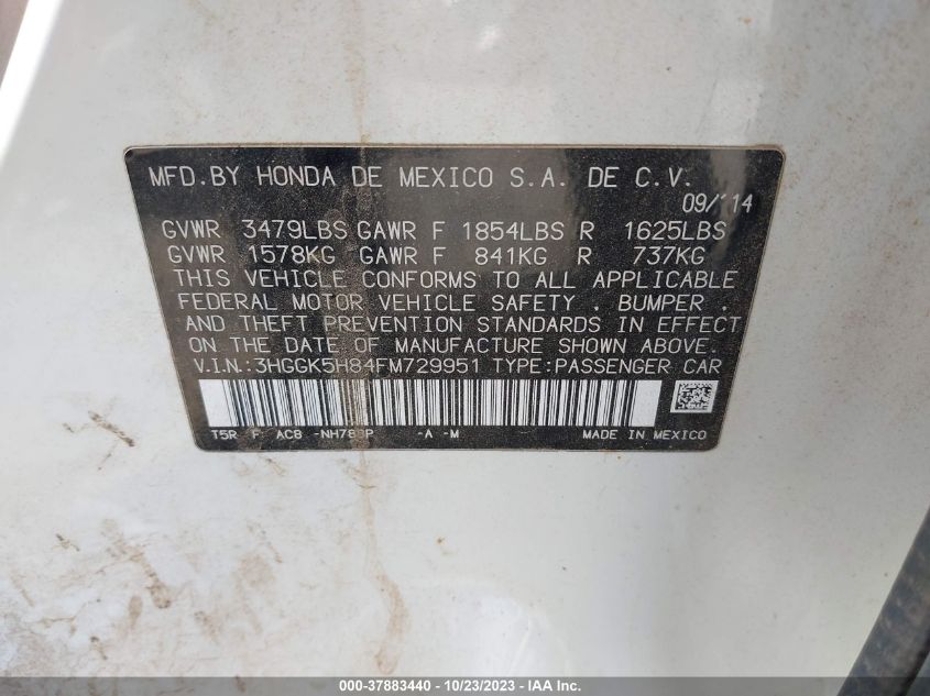 2015 HONDA FIT EX-L/EX - 3HGGK5H84FM729951