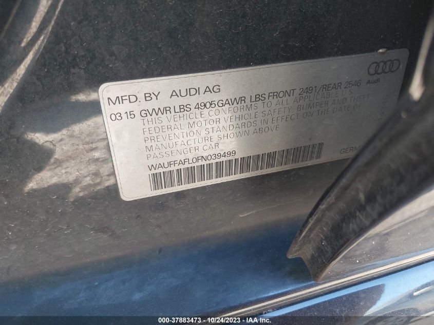 2015 AUDI A4 PREMIUM PLUS - WAUFFAFL0FN039499