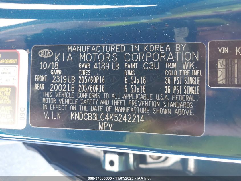 2019 KIA NIRO LX - KNDCB3LC4K5242214