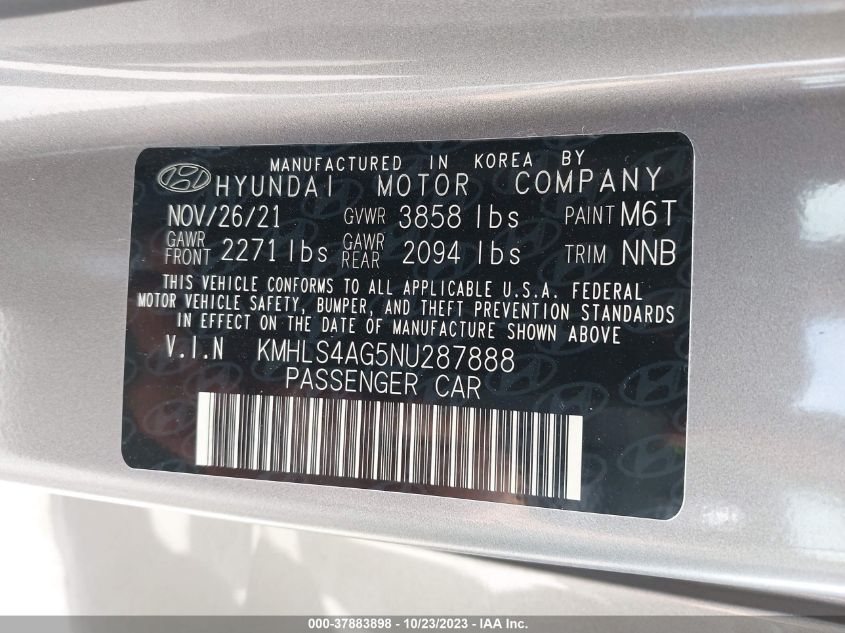 2022 HYUNDAI ELANTRA SEL - KMHLS4AG5NU287888