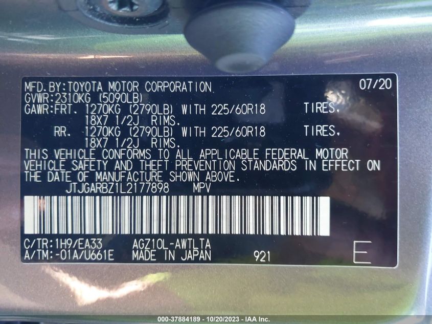 2020 LEXUS NX 300 - JTJGARBZ1L2177898