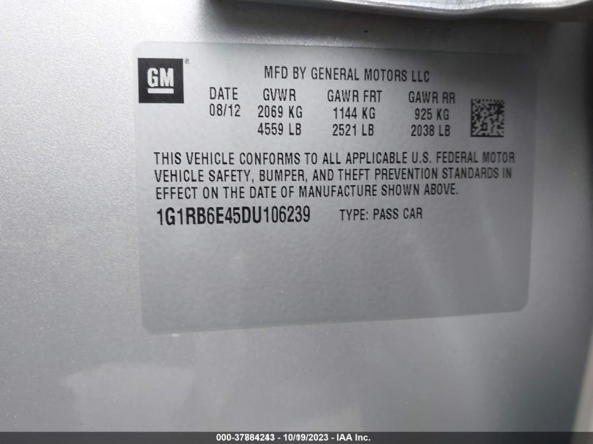 2013 CHEVROLET VOLT - 1G1RB6E45DU106239