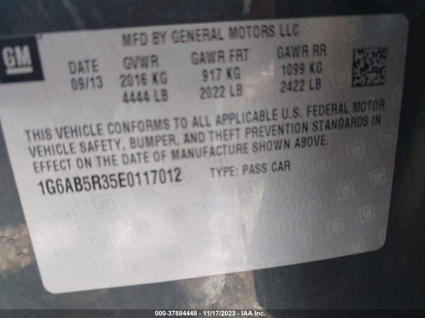 2014 CADILLAC ATS LUXURY RWD - 1G6AB5R35E0117012