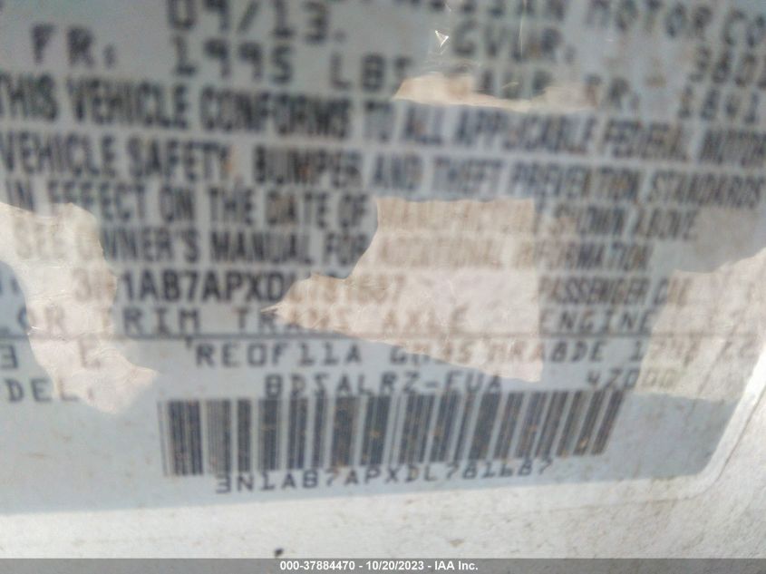 2013 NISSAN SENTRA SR - 3N1AB7APXDL781687