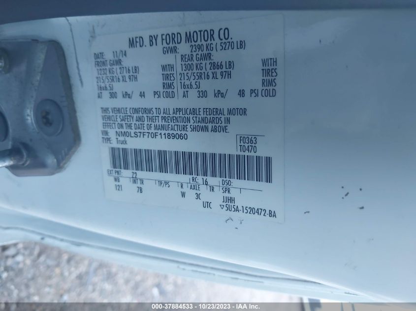2015 FORD TRANSIT CONNECT XLT - NM0LS7F70F1189060