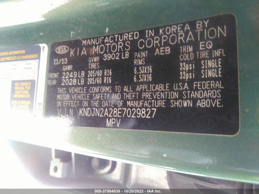 2014 KIA SOUL BASE - KNDJN2A28E7029827