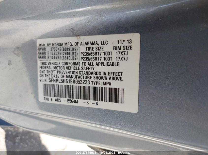 2014 HONDA ODYSSEY EX-L - 5FNRL5H61EB053223