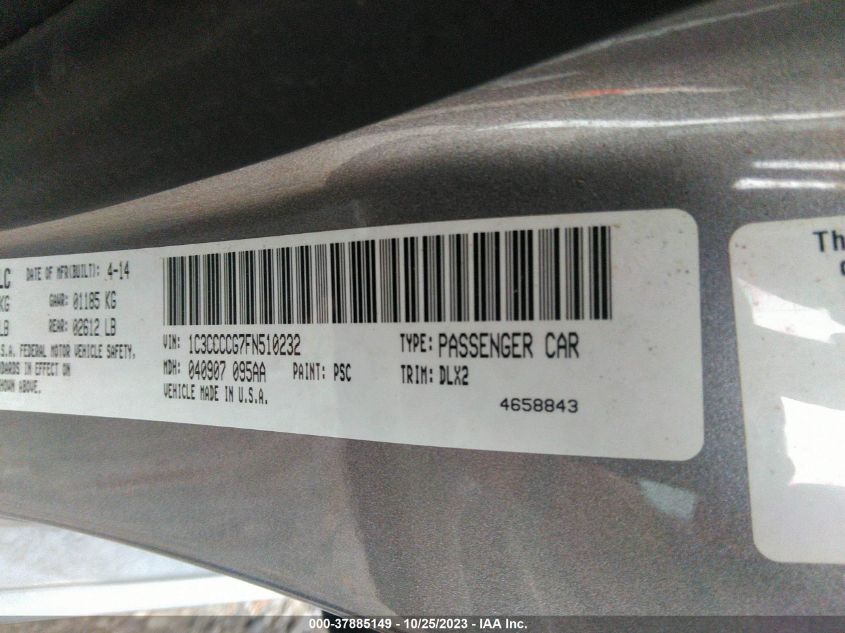 2015 CHRYSLER 200 C - 1C3CCCCG7FN510232